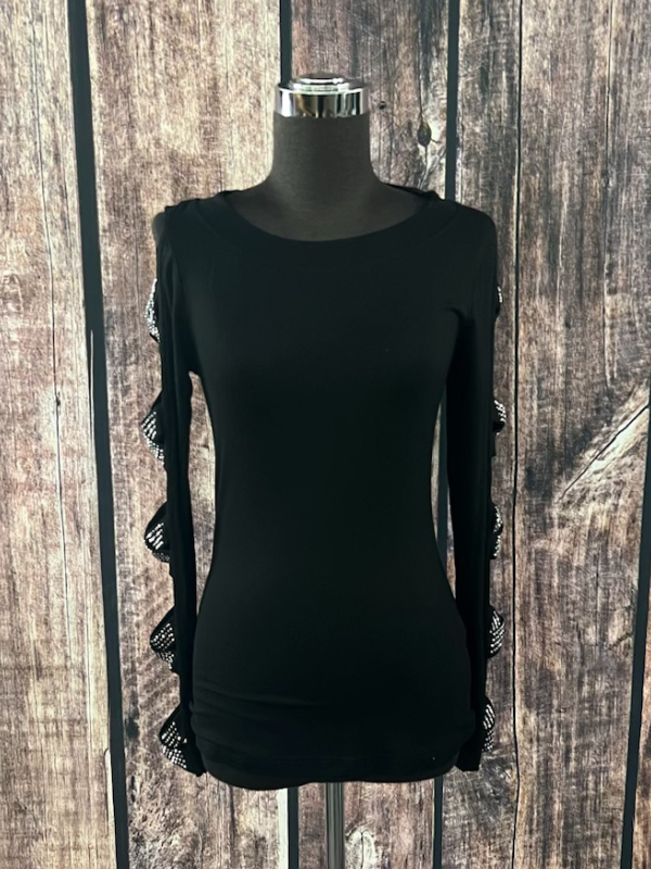 Black Cut Out Sleeve Top by Vocal