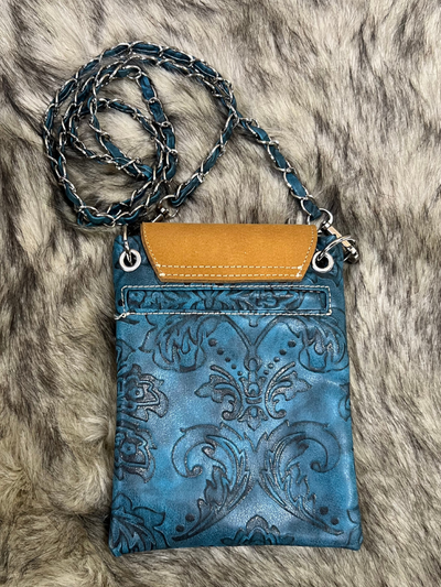 Blue Tooled Print Purse by Chic Bag