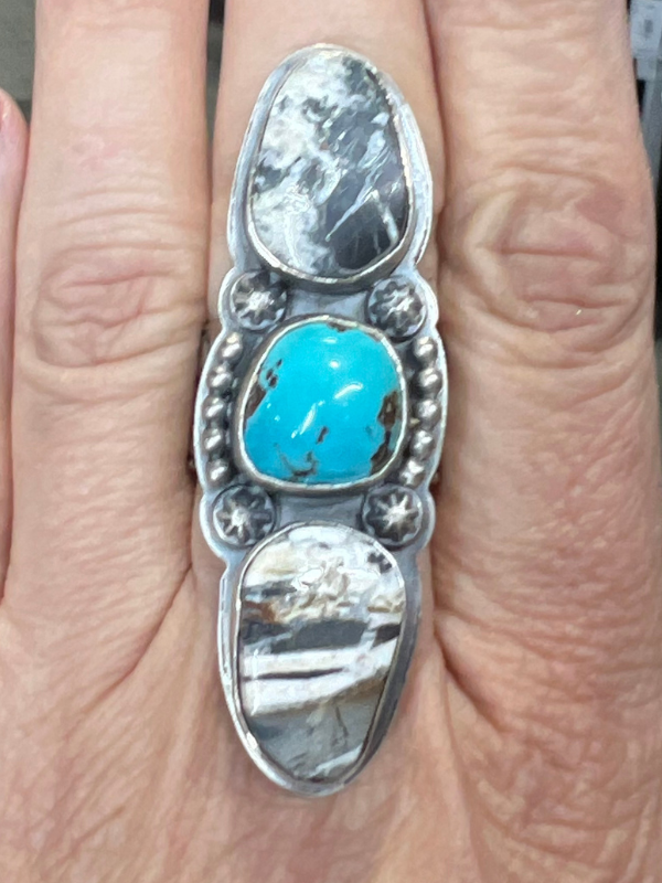 Turquoise and White Buffalo Ring