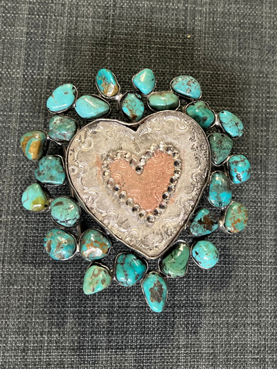 Turquoise and Silver Heart Custom Buckle by A Rare Bird