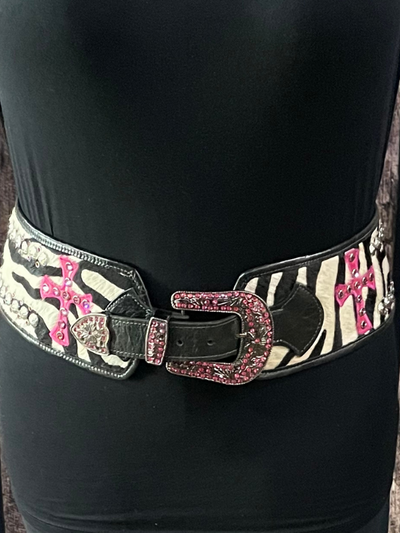 Pink Zebra Cross Belt by Kurtmen