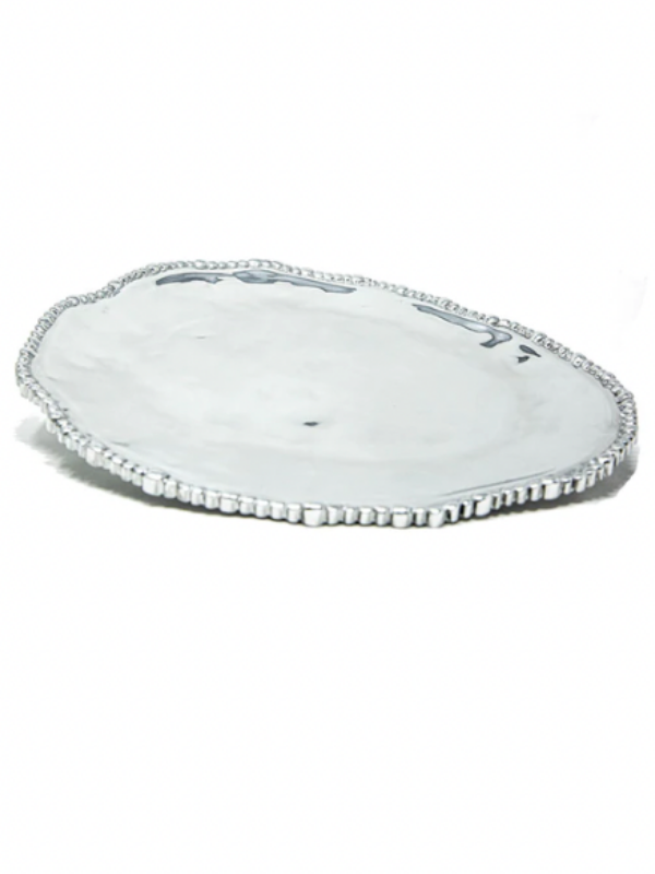 Large Oval Soft Hammered Beaded Edge Plate Lily Fields Home