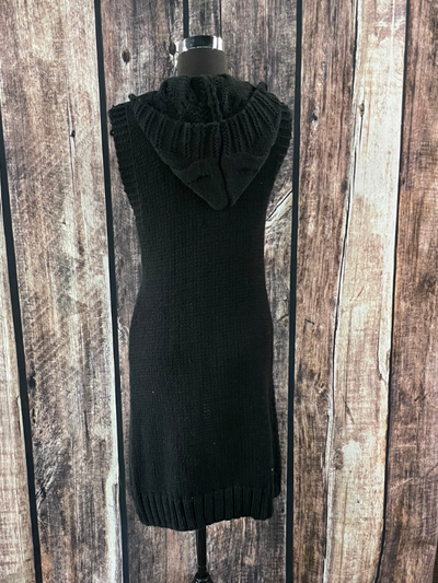 Knitted Duster Vest with Hood