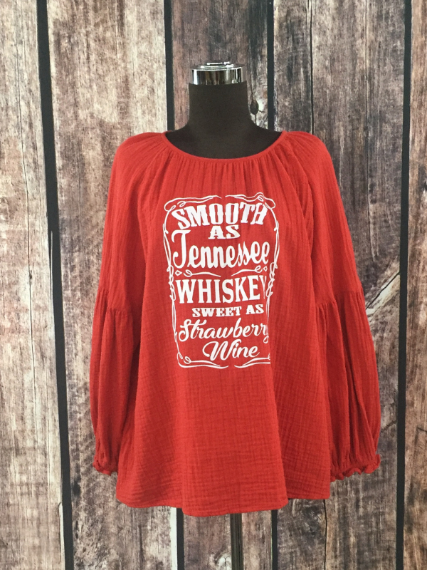 Red Smooth As Whiskey Sweet As Wine Top by CornFed Cowgirl