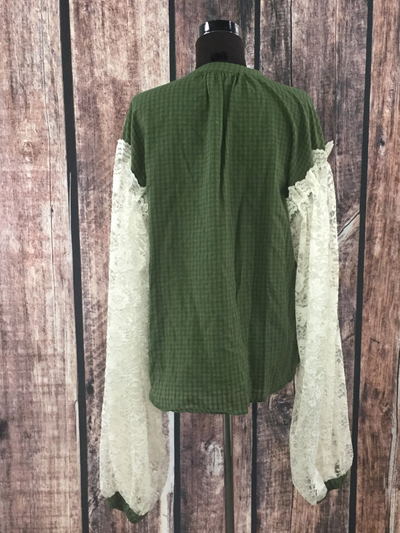 Green With Lace Sleeves Top by CornFed Cowgirl