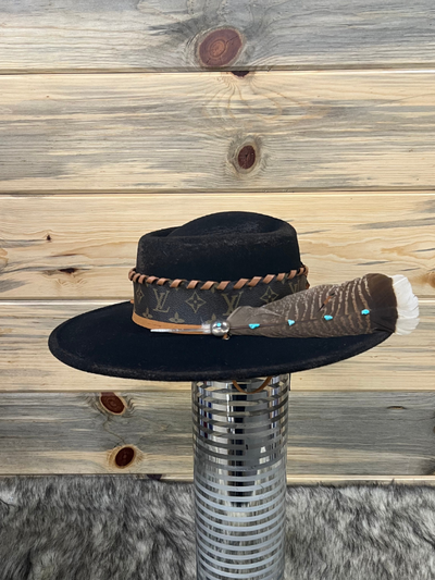 Chocolate Brown with Up-cycled Band Fedora Hat