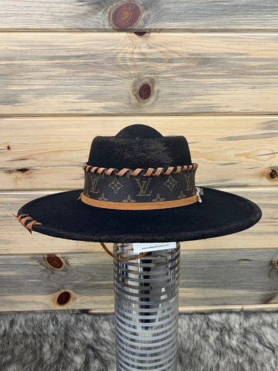 Chocolate Brown with Up-cycled Band Fedora Hat