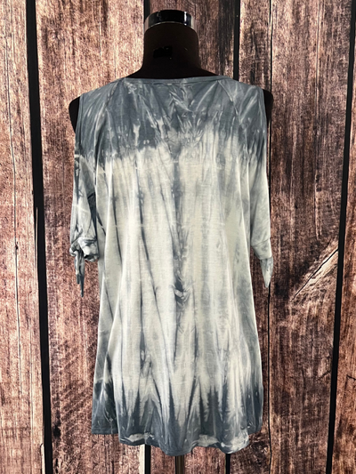 Blue Tie Dye with Knot Sleeve Top by T-Party