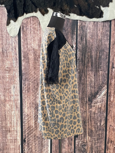 Black Cheetah & Lace Top
