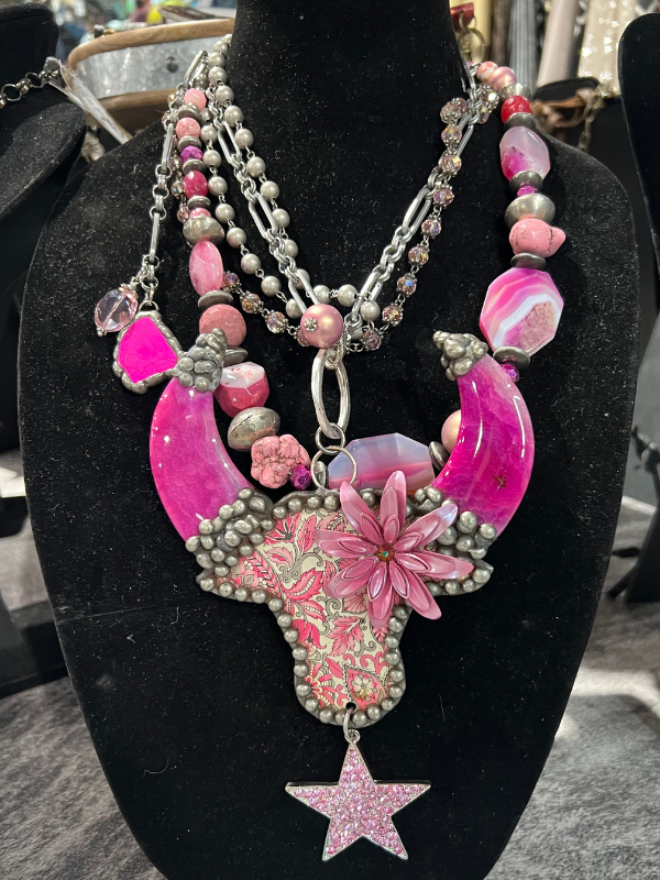 Art By Amy Pink Steer Necklace