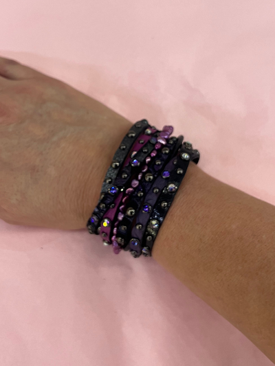 Purple Strand Leather Bracelet
