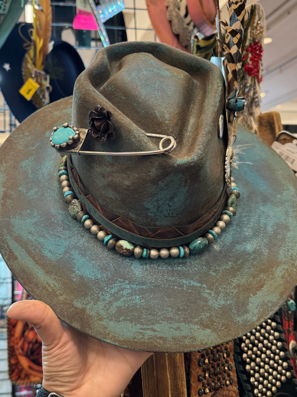 Turquoise Fedora Hat by Art By Amy