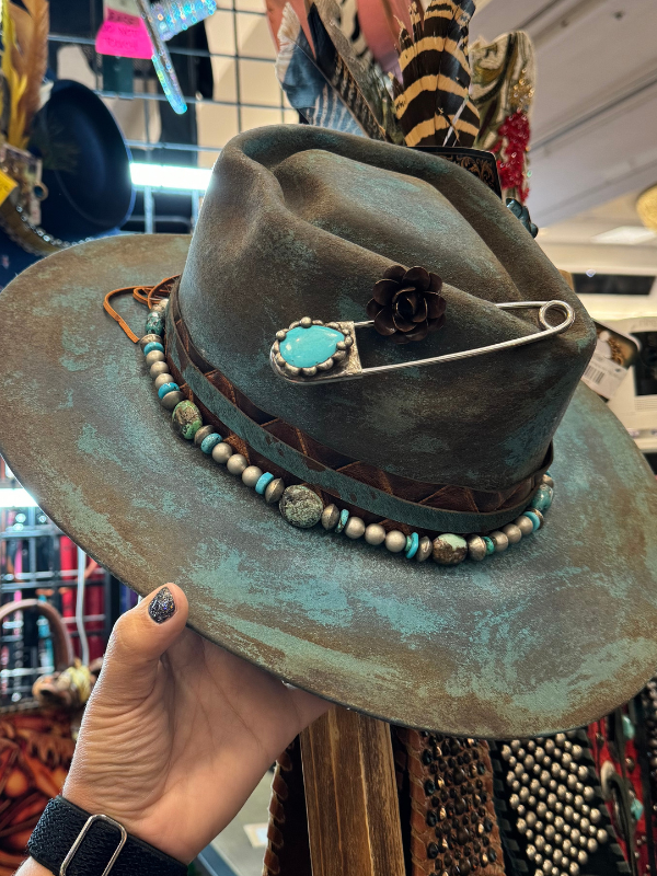 Turquoise Fedora Hat by Art By Amy