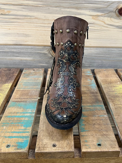Women’s Corral Fringe Leather Boots Handcrafted Brown Z 0145
