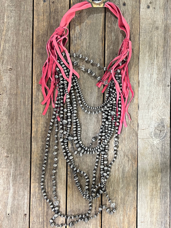 Art By Amy Black Navajo Beads with Pink