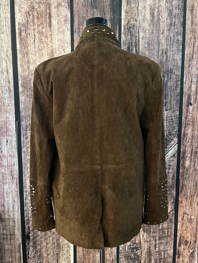 Chocolate Suede Studded Jacket Driftwood