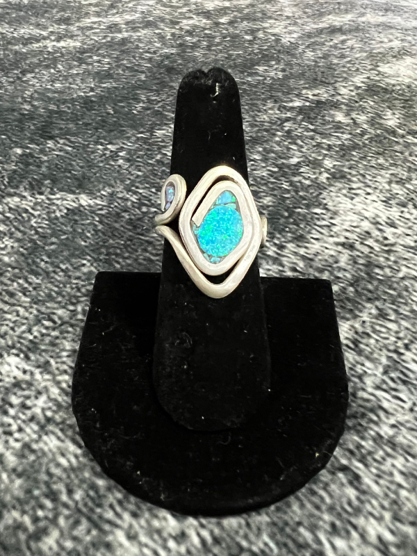 Diamond Shaped Blue Center Sterling Ring