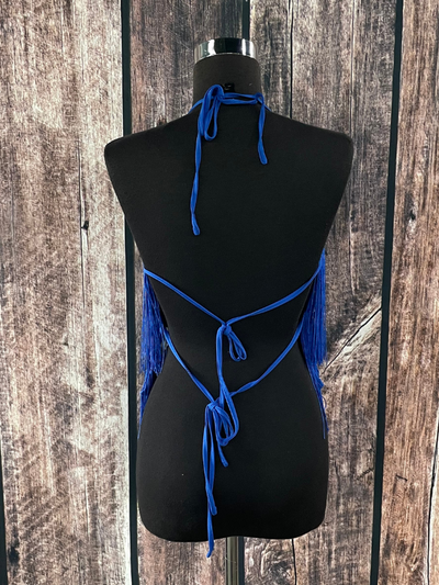 Blue Fringe Tie Top