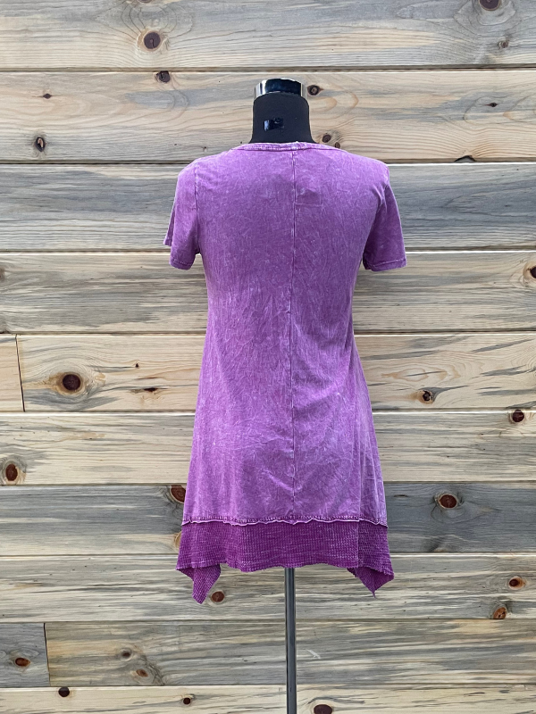 Purple Cross Short Sleeve Top with Sequin Sleeve by Vocal