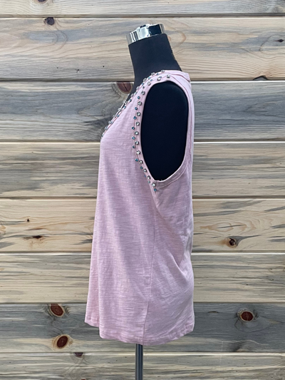 Mauve Multi Crystal Tank Top by Vocal
