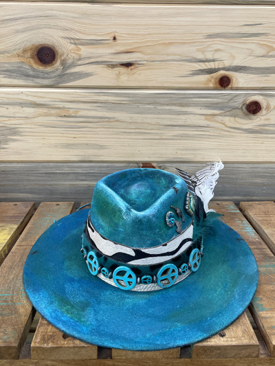 Blue Fedora Peace Hat by Art By Amy