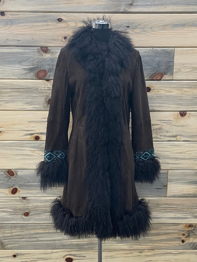 Long Brown with Fur Jacket Double D Ranch