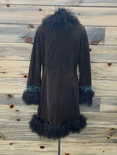 Long Brown with Fur Jacket Double D Ranch