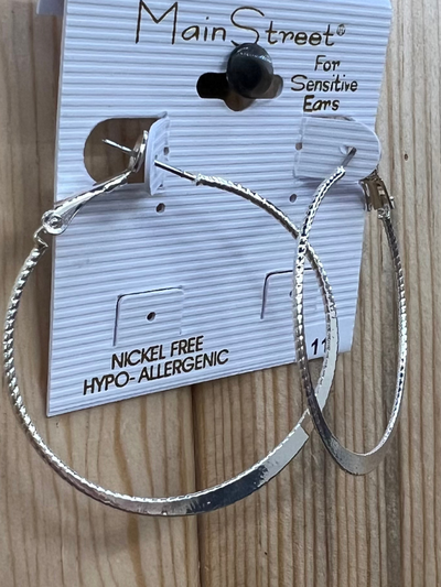 Main Street Earrings #111 Detailed Tapered Hoop