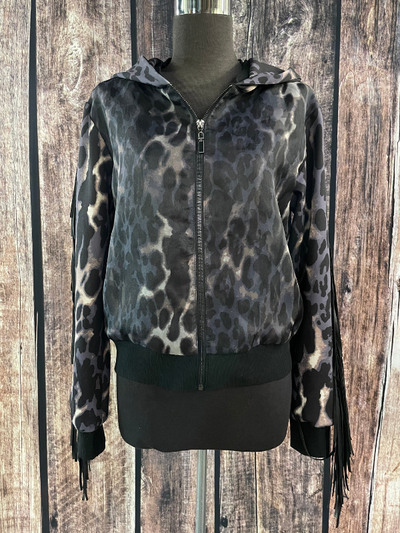 Snow Leopard Jacket with Fringe by OO La La