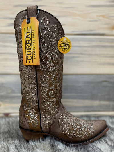 Corral Brown Boot with Glitter Embroidery C3763