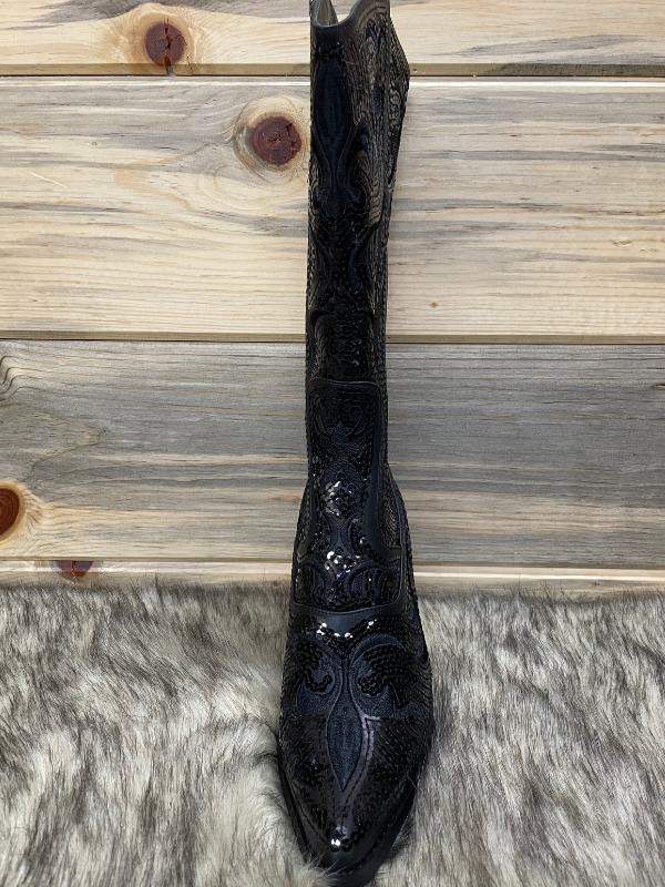 Helens Heart Black Tall Sequin Boots