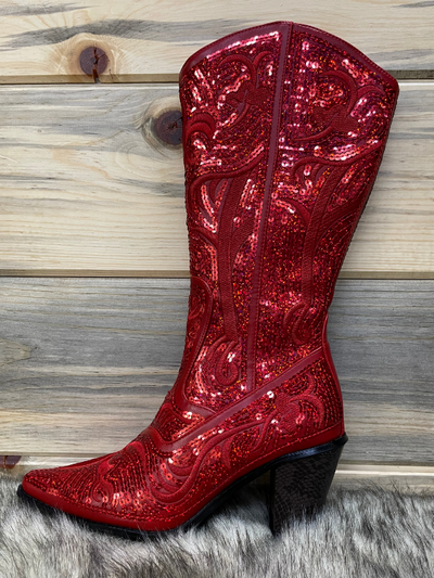 Helens Heart Red Sequin Tall Boot