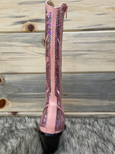Helens Heart Tall Sequin Pink Boots