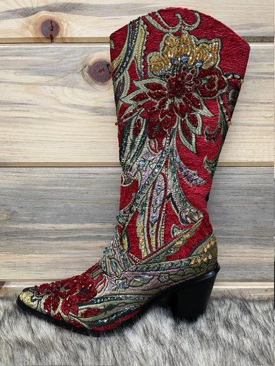 Helens Heart Tall Crystal Red Boot