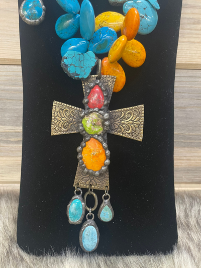 Art By Amy Turquoise Cross Necklace