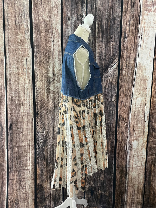 Cheetah and Denim Duster by Origami