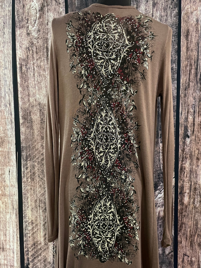 Brown Embellished Duster by Vocal