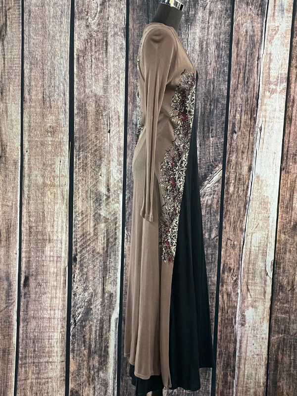 Brown Embellished Duster by Vocal