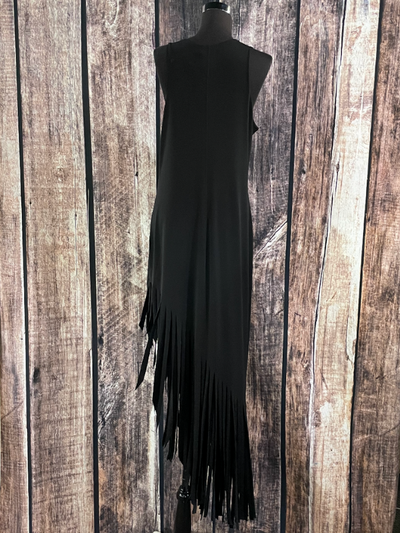 Long Black Fringe Dress by Eva Varro