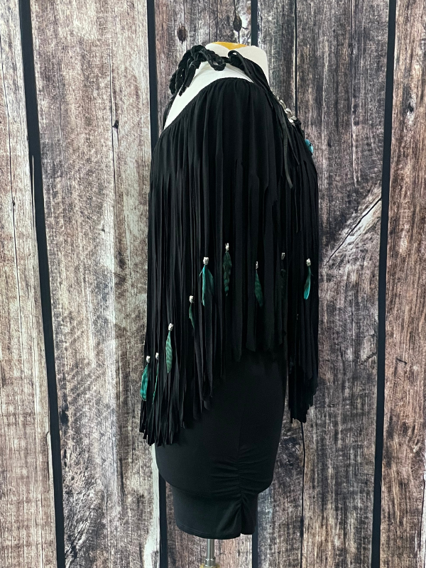 Pat Dahnke Black with Fringe, Feathers and Beads Dress