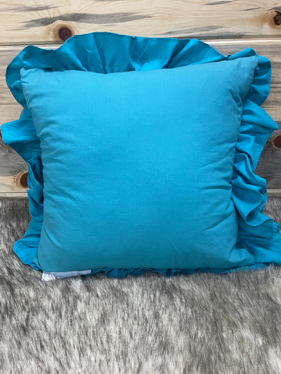Turquoise Ruffle Pillow
