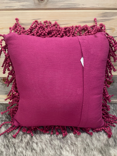 Pink Beaded Fringe Pillow