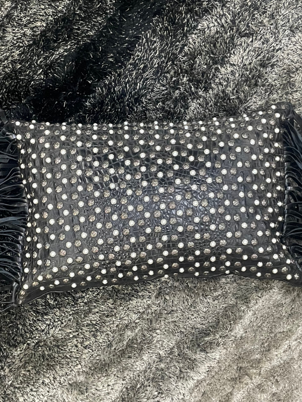 Black and Pearls with Fringe Kurtmen Pillow