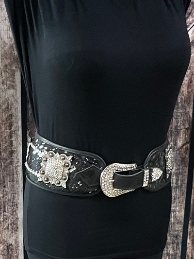 Raviani Black Hide on Leather Belt