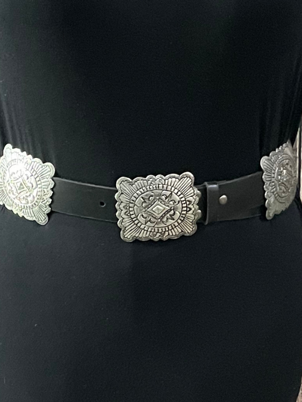 Black and Silver Concho Belt