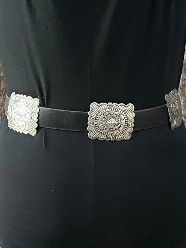 Black and Silver Concho Belt