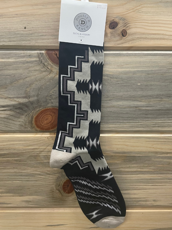 Black / Beige Aztec Double D Ranch Sock
