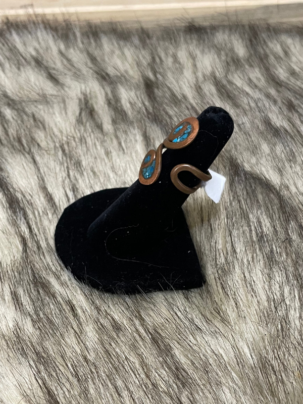 Turquoise Dual Six Copper Ring