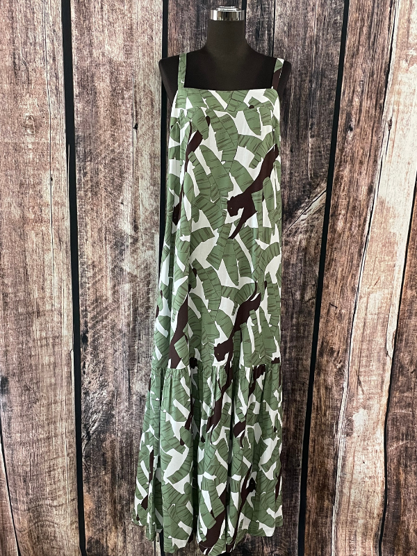 Green Leaves + Panther Maxi Dress
