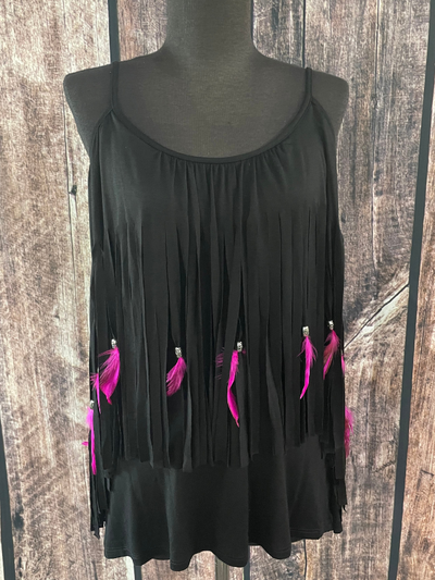 Pat Dahnke Pink Feathers Top with Sleeves